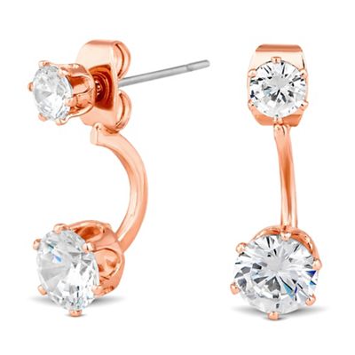 Gold cubic zirconia front and back earring